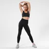 NORMOV Seamless Yoga Set For Women 2/3 PCS Gym Fitness Sport Workout Leggings Push Up Bra Long Sleeve Shirts 210802