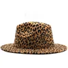 Wide Brim Leopard Red Bottom Fedora Ladies Wool Felt Hat Women Men Party Trilby Jazz Church Hats Patchwork Panama Cap