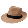 Chapeau de plage casquettes de paille vacances en plein air chapeau mode unisexe chapeaux été soleil plage herbe tresse Fedora Trilby large bord chapeau de paille expédition maritime DAS156