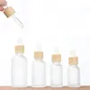 10ml 15ml 20ml 30ml 50ml Empty Refillable Dropper Bottles Frosted Glass Vial Cosmetic Container Jar Sample Bottle with Imitated Wooden Lids