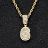 Arabic Numerals Zircon hip hop 18K Gold necklace with 60cm chain jewelry set iced out diamond number Figures pendant necklaces for women men will and sandy