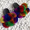 Pom Fur Slipper Fluffy Sliders Ry Sandals Real Rabbit Slides Multicolor Anpassa 210622