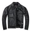 Мужская кожаная искусственная досуга Amekaji Head Layer Layer Cowhide Motorcycle Jacke