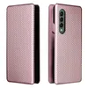 Carbon Fiber Fodral för Samsung Galaxy Z Fold3 Fold 3 Case 5G Magnetic Book Stand Flip Card Skyddande plånbok Läderskydd