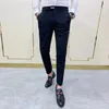 Casual Slim Fit Mens Dress Pants Streetwear Full Längd Suit Män Högkvalitativ Gentlemen Office All Match