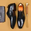 Oxfords Genuine Leather Classic Lace Up Waxing Process Brock Wedding Party Dress Social Business Formal Shoes For Men A30