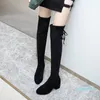 Boots 6 Cm Square Heel Long Women Black Over The Knee Winter Plush Lining Shoes High Slim Thigh