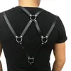 Men Sexy Harajuku Faux Leather Body Chest Harness Suspenders Punk Shoulder Strap K3NF