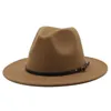 Fedora Hat Women Men Jazz Panama Capの正式な帽子女性のレディースワイドブリムキャップ男メンズTrilby Chapauの女性秋冬卸売24彩色