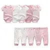 Vestiti Estate Tuta neonato Manica corta Pagliaccetti per bambini Pantaloni 100% cotone Unisex Ragazzo Ragazze Set di abbigliamento 210309