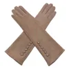 Guanti invernali da donna guanti lunghi 35CM braccio moda camoscio touch screen spesso nero grigio beige blu scuro marrone chiaro gr