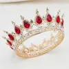 2019 trendig underbar stor 14 cm barock kristall drottning kung rund diadem brud tiara krön bröllop hår smycken brud huvudbonad x0726