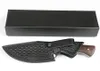 1st Nya Straight Hunting Knife 3Cr13Mov Drop Point Satin + laserritare Blade Full Tang Rosewood handtag knivar med läderslida