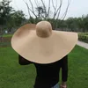 Sombrero de gran tamaño plegable gigante para mujer 70 cm de diámetro Ala enorme Floppy Summer Sun Beach Sombreros de paja X478 220118