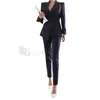 Pantalon costumes pièces ensembles rayé blazer veste pantalon pour femmes bureau dame tenues printemps affaires vêtements de travail formels uniforme {category}