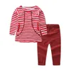 Mudkingdom Girls Outfits Long Sleeve Zipper Striped Tops Cotton Pants Sets 210615