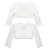 Kids Meninas Lace Cardigan Meninas Bolero Manga Longa Jaqueta Para Vestido De Casamento Roupas Brancas 211204