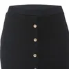 Kjolar höga midja kvinnor kjol rakt lång singel knapp och kalv casual vinter under klassisk svart jupe femme t3