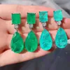 Trend 925 Sterling Silver Paraiba Tourmaline Emerald Gemstone Big Drop Earrings for Women Cocktail Party Fine Jewelry Giift 210625