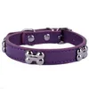 Collier en cuir Pu pour chien, clouté en forme d'os, pour petits chiens, chiot, fournitures pour animaux de compagnie, couleurs rouge, noir, violet, taille S M L296Z