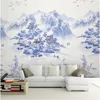 Duvar Kağıtları Wellyu Özel Duvar Kağıdı 3D Dev Peyzaj Mavi Ve Beyaz Porselen TV Arka Plan Duvar Fayans Duvar Resimleri Papel de Parede