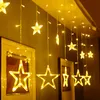 Strings Christmas Fairy Lights LED -ster Garland String voor Kerstmis Window Room Indoor Outdoor Decoratie Wedding Party Lichtlampen