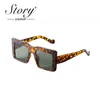 Sonnenbrille Story Vintage Beige Square Women 2021 Branddesigner Retro Leopard Großer Rahmen Sonnenbrillen für weibliche S77182H237810