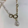 Peri'sBox Irregular Natural Freshwater Pendant for Women Chunky Chain Circles Baroque Pearl Necklaces Elegant