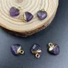 Coração de Coração de Ouro Forma Natural Stone Charms Ágate Cristal Turquesa Jades Opala Pedras Pingente para Jóias Fazendo Brincos Colar