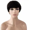 100% Human Hair Short African American Machine Made Paryker för Black Women Pixie Cut None Lace Wig