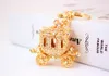 Whole Retail alloy crystal Gold Plated Pumpkin Carriage Cartoon Keychain Metal For Girl Gift273l