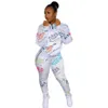 YX9259 Women's Tracksuits Long Sleeve Two Piece Set Chic Printed Sweatshirt Top And High Waist Sport Pants Casual Outfits