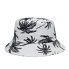 Canvas Fisherman Mössor Män och Kvinnor Tryckt Coconut Palm Dubbelsidig hink Hat Unisex Outdoor Travel Sun Visor Caps