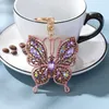 Colorful Crystal Butterfly Keychain Glitter Rhinestone Metal Key Ring for Women Fashion Chic Bag Pendant Backpack Accessories G1019