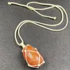 Natural Agate Stone Rope Braided Handmade Pendant Necklaces For Women Girl Party Club Decor Energy Jewelry