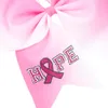 Newset Bröstcancermedvetenhet Cheer Bow med elastiskt band för cheerleader Baby Headbands Girl Hair