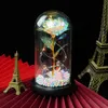 Wishing Girl Galaxy Rose In Flask LED Fiori lampeggianti in cupola di vetro per la decorazione di nozze Regalo di San Valentino039S con regalo Bo8307563