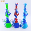 Partihandel glasoljebrännare AK47 bongs vattenrör vattenpipa tobaksrökfilterkollektor silikon bubbler rökning rör glasbåge tillbehör 420