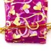 Emballage de bijoux, pochette en Organza cœur rouge Rose, sacs cadeaux pour cadeaux de mariage, 7x9cm /9x12cm / 13x18cm, 100 pièces
