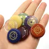 7 Chakra loose gemstones crystal stone natural aura treatment gem carving round oval symbol rolling polishing for meditation crafts