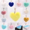 Elegante forma de corazón pompoms llavero para bolso de bolso perfecto lindo llavero llavero suave y peluche bolsa encanto colgante aplastamiento