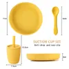 식품 학년 실리콘 식당 먹이 수유 이명 이드 식품 접시 빨판 요리 sippy 컵 물 병 숟가락 어린이 식기 g1210