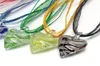 Groothandel 6 kleuren kettingen sieraden hart murano glas hanger lampwork zijden touw ketting gemengde kleur