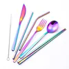 9 pcs Portable Flatware Set Cutlery Outdoor Travel Stainless Steel Dinnerware Sets With Storage Box And Bag Tableware