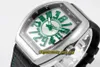 ABF Nieuwe Crazy Hour Vanguard CZ02 Automatische Mechanische 3D Art Deco Arabische Wijzerplaat V45 Herenhorloge PVD Zwart Stalen Kast Leer eternity200o