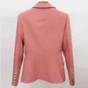 HIGH STREET est Runway Designer Blazer Femmes Classique Lion Boutons Double Boutonnage Slim Fit Veste Dust Rose 211122