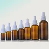 Amber Glass Dropper Bottle White Security Cap Essence/Massage/Herbal Oil Serum Aromatherapy Eye Gel Pipette Refill