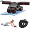 4 Wielen AB-roller voor kerntraining abdominale trainers met weerstandsbanden, knie mat, perfecte huis gym apparatuur voor mannen vrouwen 220301