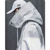 Vårt trend Functional Wind High Collar Coat Loose Hooded Work Jacket Herrkläder Harajuku Hiphop Safari Style Outer Garment 211214