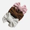 2021 neue Baby Waffel Stricken Bogen Stirnband Große 6 zoll Bowknot Kopf wickelt Kinder Baumwolle Breite Turban Kinder Mädchen headwear